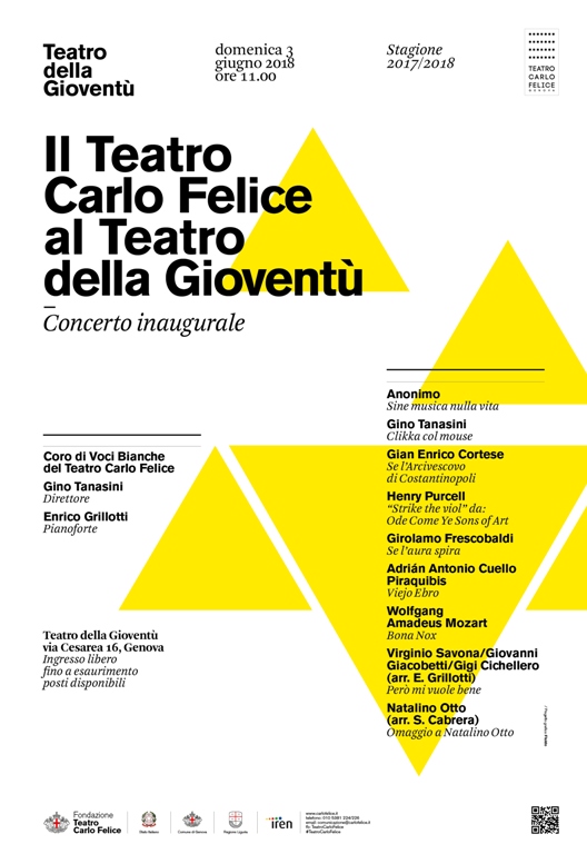 Concerto riapertura Teatro della Gioventù – Domenica 3 Giugno 2018 – ore 11.00, ingresso gratuito